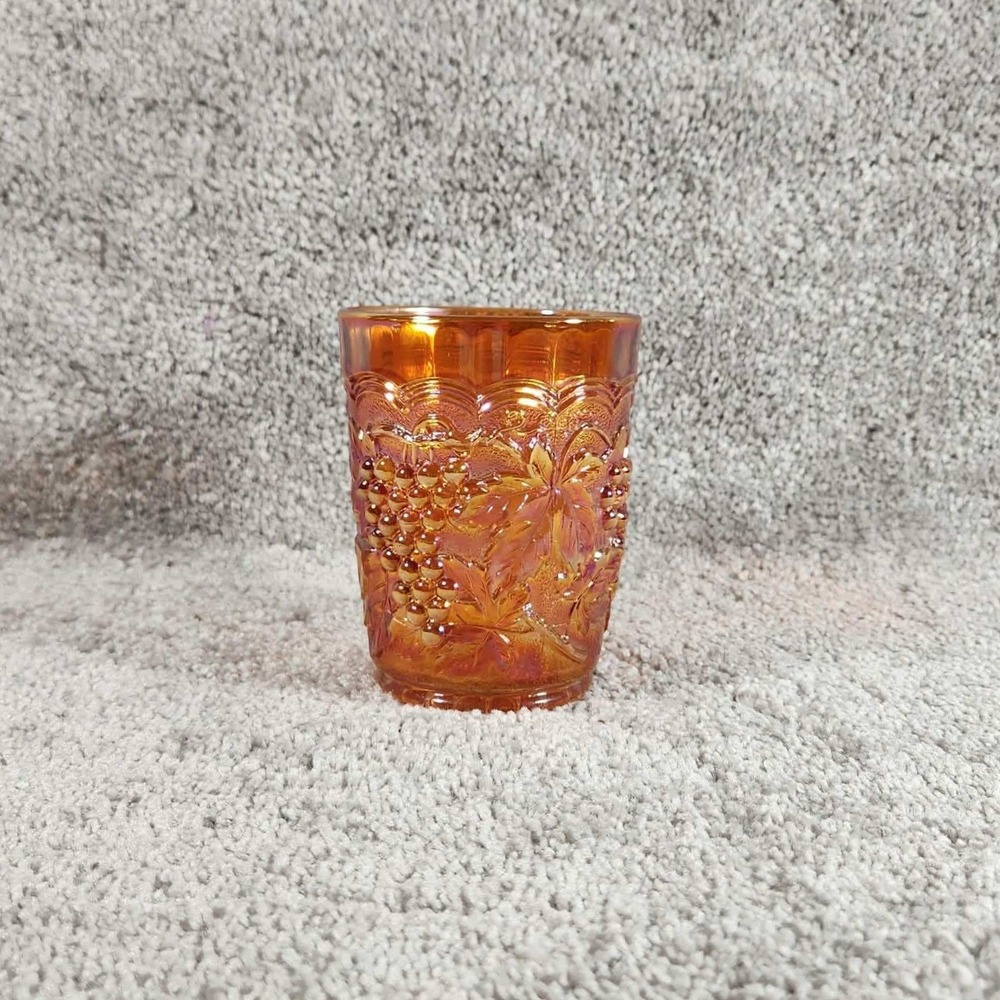 Indiana Glass Harvest Grape Tumbler Marigold Carnival Glass Iridescent‎ Vintage